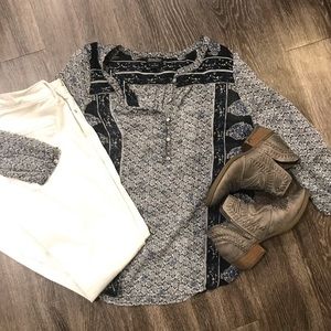 Lucky Brand Sheer Boho Blouse